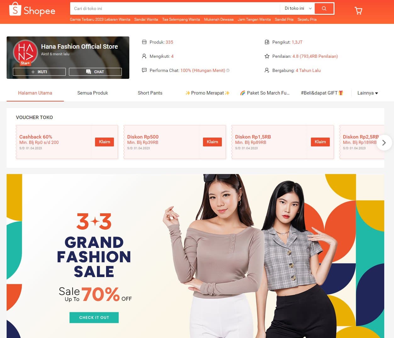 Hana Fashion Indonesia ecommerce storefront and campaign presentation